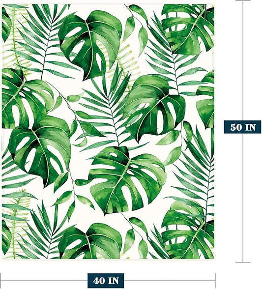 Neatee Living Tropical Leaf Throw Blanket Kids Small Green Plant Blanket Girls Boys Child Baby Bed Couch Soft Fleece Blanket White Spring Summer Decorative Blanket Home Decorations 40x50