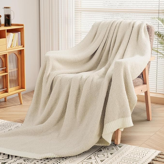 NEXHOME PRO Soft Throw Blankets for Couch, Reversible Warm Blankets Cozy Knit Blanket for Women, Fuzzy Plush Lightweight Throws for Sofa, Bed, Picnic, 50 x 60 inches