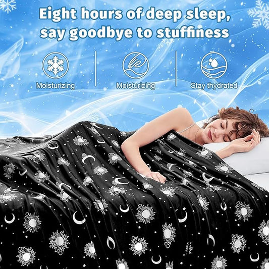 inhand Cooling Blanket Queen Size (90"x90") - Cooled Blankets for Hot Sleepers Lightweight Breathable Summer Blanket for Sleeping Night Sweats to Keep Cool in The Heat -Midnight Black