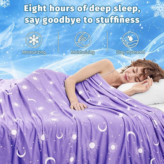 inhand Cooling Blanket Queen Size (90"x90") - Cooled Blankets for Hot Sleepers Lightweight Breathable Summer Blanket for Sleeping Night Sweats to Keep Cool in The Heat -Fantasy Purple
