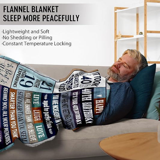 40th Birthday Gifts for Men Women, 40th Birthday Gift Ideas, Milestone 40th Birthday Decorations, Funny 40 Years Old Gift for Husband Wife Him Her Friends, 40th Birthday Gifts Throw Blanket 50" x 60"