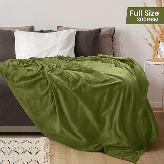 Utopia Bedding Fleece Blanket Full Size Olive 300GSM Luxury Fuzzy Soft Anti-Static Microfiber Bed Blanket (90x84 Inch)