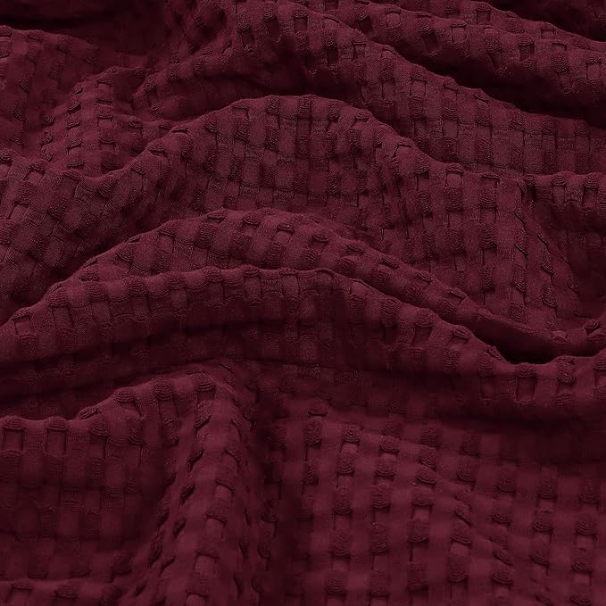 Utopia Bedding Burgundy 100% Cotton Waffle Blanket 300 GSM [Queen - 90x90 Inch] Soft Lightweight Breathable Bed Blanket for All Season