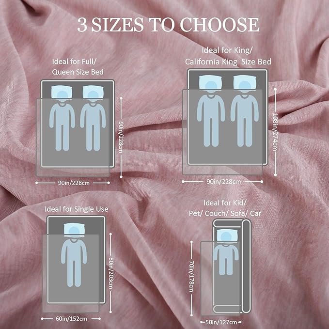 CHOSHOME Cooling Blanket for Hot Sleepers Lightweight Summer Cold Thin Blankets for Sleeping, Hot Flashes Night Sweats, Soft Blanket for Bed, Throw Size, Pink