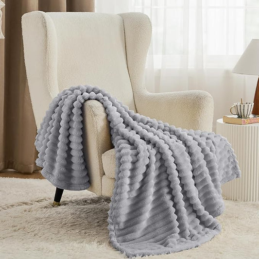 Bedsure Light Grey Fleece Blanket for Couch - Super Soft Cozy Blankets for Women, Cute Small Throws for Girls, 50x70 Inches