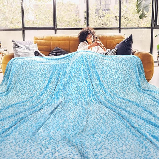 ZHIKU Blue Throw Blanket Queen Size Soft Fleece Blankets Throw Blankets for Bed