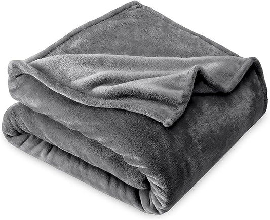 Bare Home Fleece Microplush Blanket - Throw XL - Lightweight for Bed, Sofa, Couch, Movie Night, Camping, Gifts, and Travel - Ultra Soft Warm Blanket (Throw XL, Grey)