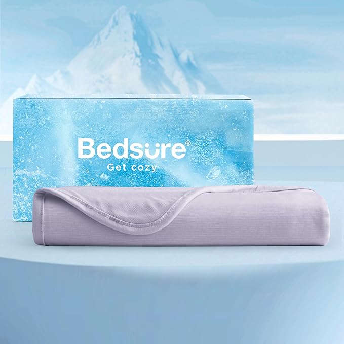 Bedsure Lavender Cooling Blanket Full Size for Hot Sleepers - Summer Blanket Full Size Cold Bed Cool Arc-Chill Thin Ice Cooled Bedding with Rayon Derived from Bamboo Night Sweats Hot Flashes, 80x90