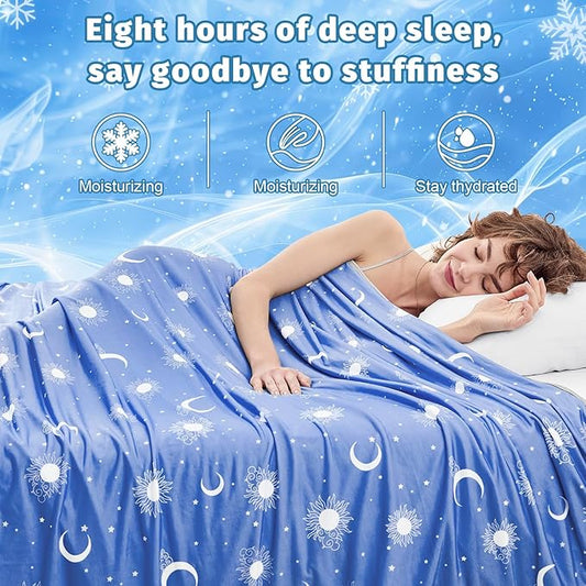 inhand Cooling Blanket King Size (90"x108") - Cooled Blankets for Hot Sleepers Lightweight Breathable Summer Blanket for Sleeping Night Sweats to Keep Cool in The Heat -Midnight Blue