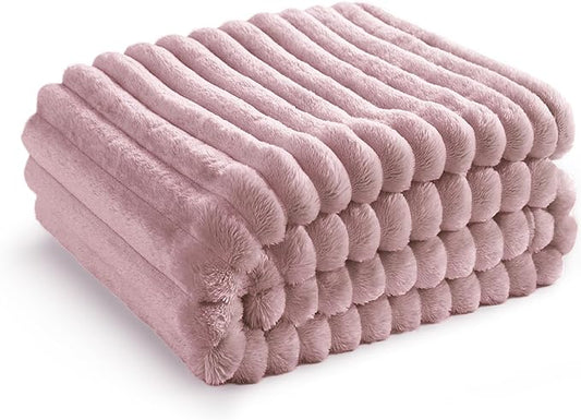 Bedsure Pink Fleece Blanket for Couch - GentleSoft Cozy Soft Blankets for Women, Cute Small Throws for Girls, Pink Decor Gifts for Home Room Office, 50x60 Inches