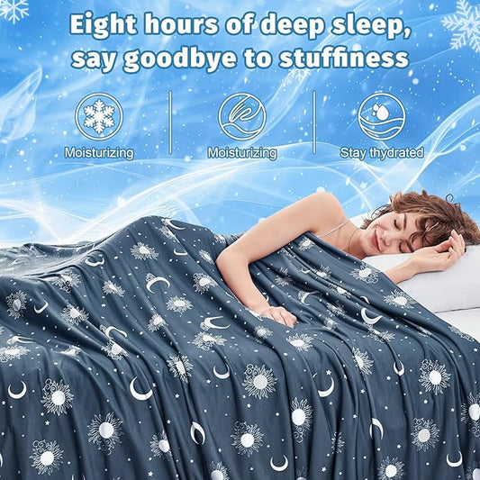 inhand Cooling Blanket Twin Size (60"x80") - Cooled Blankets for Hot Sleepers Lightweight Breathable Summer Blanket for Sleeping Night Sweats to Keep Cool in The Heat -Navy