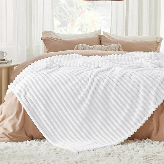 Bedsure White California King Size Blanket for Couch - GentleSoft Cozy Soft Blankets for Women, Cute Small Fleece Throws for Girls, Birthday Gifts for Women, White, 102x96 Inches