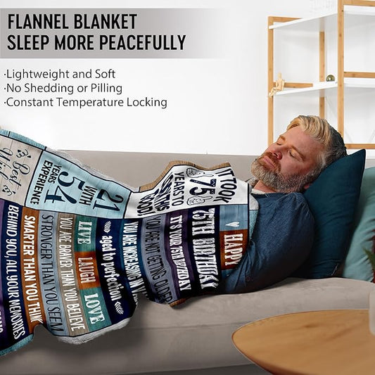 75th Birthday Decorations & Gifts - Funny 75 Years Old Gift Ideas for Him, Her, Dad, Mom - Throw Blanket 60" x 80"