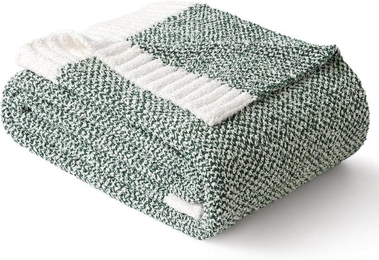 MIULEE Green Super Soft Throw Blanket for Couch, Cozy Fluffy Warm Throws Knit Blankets for Sofa, Bed, Chair, Living Room, Camping, Picnic, 50 x 60 inch