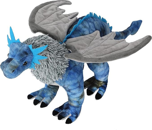 Dragon Plush Toy, Frost Wyrm Stuffed Animal Throw Plushie Pillow Doll, Soft Blue Fluffy Friend Hugging Cushion - Present for Every Age & Occasion