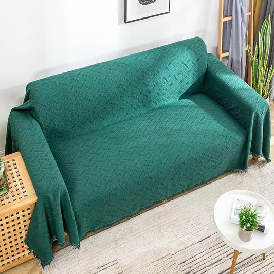 AIVIA Loveseat Cover Sheet Blanket, Cotton Woven Anti Slip Throw Cushion Covers for 2 Seater Couches with Armrest, Living Room Love-Seat Furniture Decor Slipcovers Protector for Dogs Cats