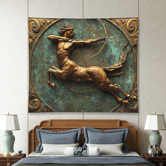Liuzhouzai Vintage Zodiac Sagittarius Tapestry Wall Hanging Astrology Home Decoration Aesthetics Suitable for Bedroom Living Room Dormitory Office Wall Decor 60x50 Inches
