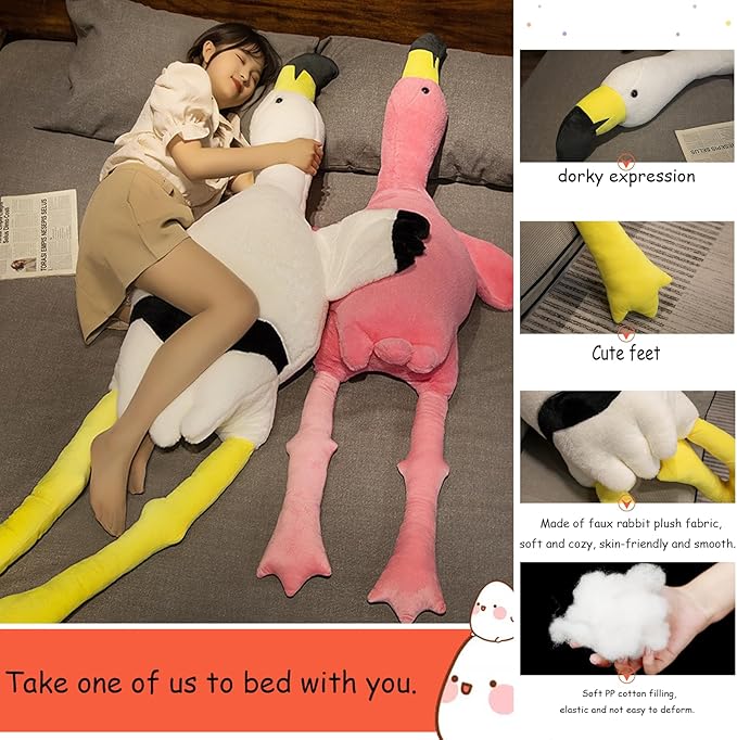 TZMAPU Giant Pink Flamingo Plush Pillow & Soft Doll - 63" Gift for Kids & Adults（Pink 63inch）