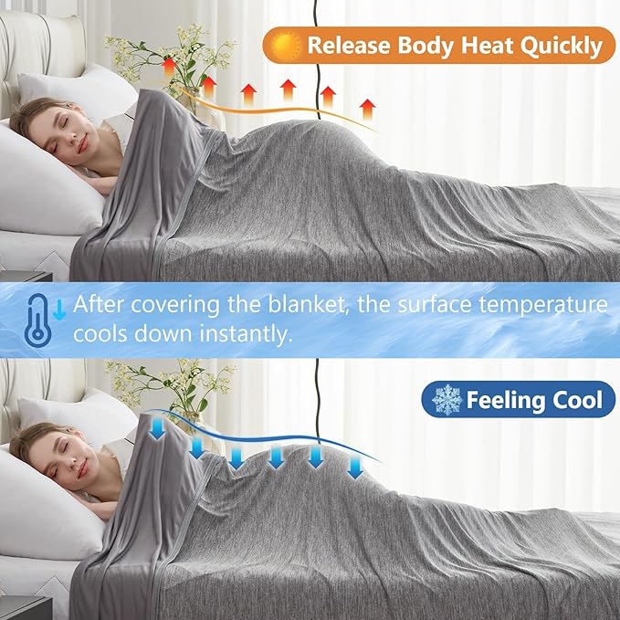 CHOSHOME Cooling Blanket King, Double Sided Cooling Blankets for Hot Sleepers, Arc-Chill Q-Max>0.5 Cold Blanket, Lightweight Breathable Summer Blankets for Couch, Bed, Sofa, Camping, 90" x 108", Grey