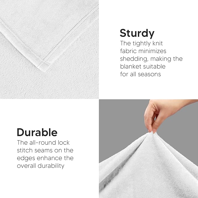 Utopia Bedding Fleece Blanket King Size White 300GSM Luxury Anti-Static Fuzzy Soft Microfiber Bed Blanket (90x102 Inch)