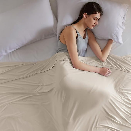 Bedsure Beige Cooling Blanket Full Size for Hot Sleepers - Summer Blanket Full Size Cold Bed Cool Arc-Chill Thin Ice Cooled Bedding with Rayon Derived from Bamboo Night Sweats Hot Flashes, 80x90