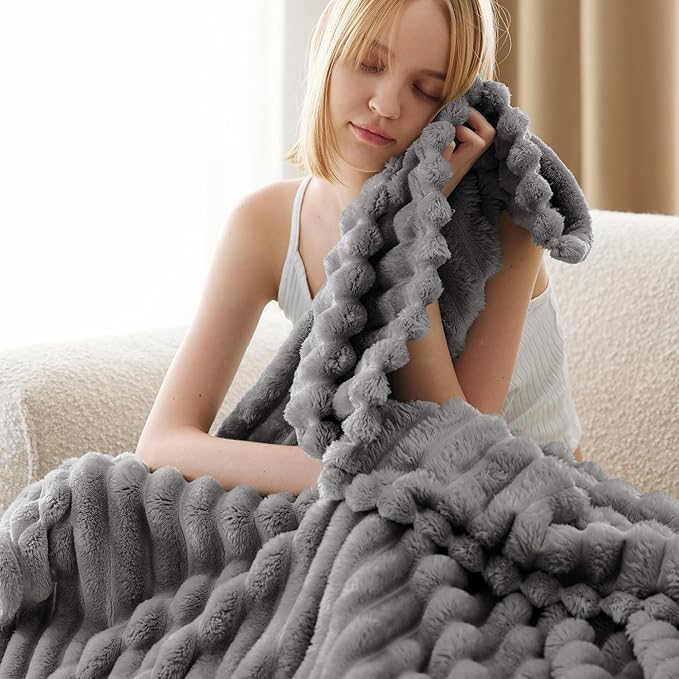 Bedsure Frost Gray Twin Blanket for Bed - GentleSoft Cozy Soft Blankets for Women, Cute Large Throws for Girls, 66x90 Inches