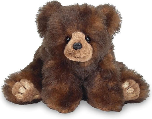 Bearington Collection Huggy Ben Plush Bear Stuffed Animal - 19 in Brown Grizzly Bear - Ultra-Soft Plush & Bean Bag Weighted Stuffed Animal - Poseable Sitting & Display