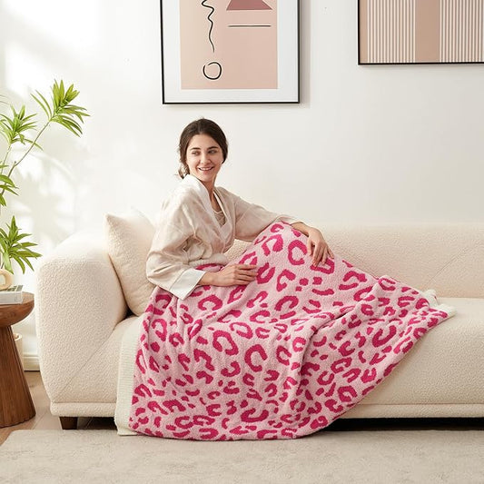 Snuggle Sac Ultra Soft, Warm Plush Blanket - Reversible Cheetah/Pink Leopard Throw, 50x60 inches