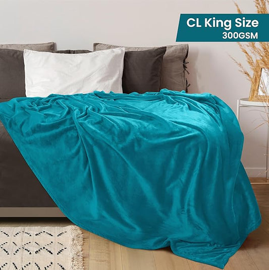 Utopia Bedding Fleece Blanket California King Size Turquoise 300GSM Luxury Fuzzy Soft Anti-Static Microfiber Bed Blanket (102x96 Inch)