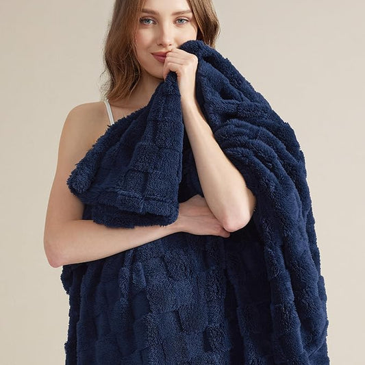 Bedsure Navy Blue Throw Blanket for Couch - Super Soft Cozy Blankets for Women, Cute Small Fleece Throws for Girls, 50x60 Inches