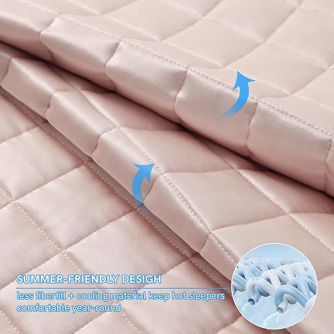 YnM Cooling Weighted Blanket for Adults, 20lbs Heavy Bed Throw Comforter with 100% PE Fabric, Ideal for Hot Sleepers or Summer Days(60x80 Inches for Queen/King Bed, 20 Pounds, Pink)
