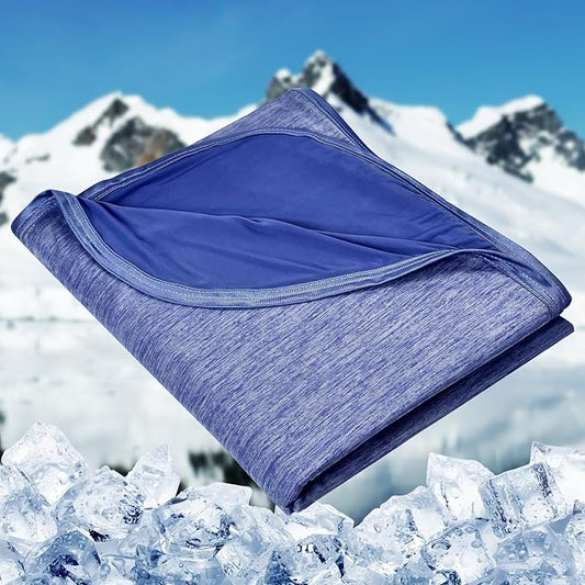 HOMFINE Cooling Blankets for Hot Sleepers - Summer Blanket Thin Lightweight Breathable Soft Double Side Enhanced Cooling for Bed Couch Sofa, Keep Cool for Night Sweats (Dark Blue, 60 x 80 inches)