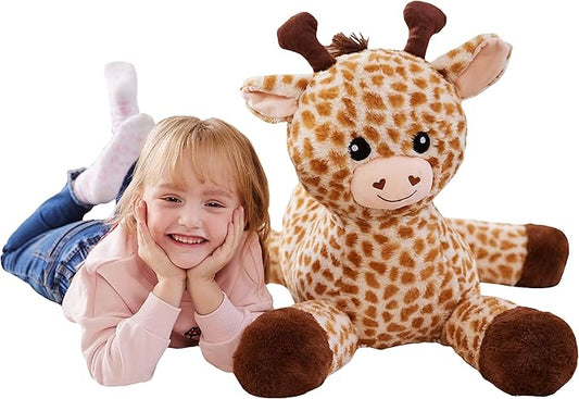 IKASA Large Giraffe Stuffed Animal Plush Toys,Soft Toy 30" Giant Cute Huge Big Size Jumbo Kawaii Fluffy Plushy Fat Oversized Plushie,Gifts for Kids