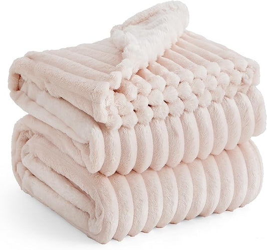 Bedsure Blankets Queen Size for Bed - GentleSoft Cozy Soft Blankets for Women, Cute Large Fleece Throws for Girls, Crystal Pink, 90x90 Inches