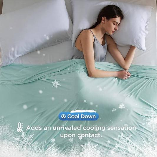 Bedsure Green Cooling Blanket for Hot Sleepers - Summer Cold Throw Blanket for Bed, Arc-Chill Lightweight Summer Bedding, Cool Thin Ice Cold Cooled Throws with Rayon Derived from Bamboo, 50x70