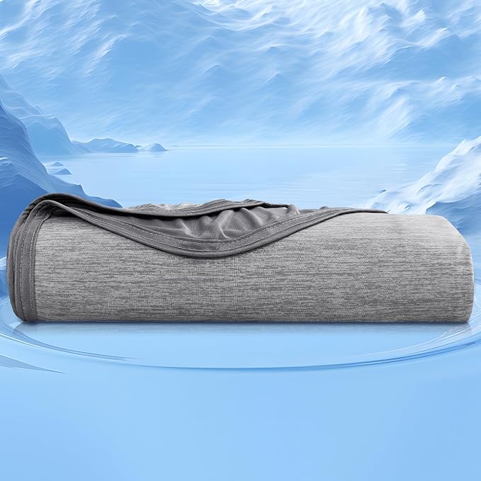 CHOSHOME Cooling Blanket King, Double Sided Cooling Blankets for Hot Sleepers, Arc-Chill Q-Max>0.5 Cold Blanket, Lightweight Breathable Summer Blankets for Couch, Bed, Sofa, Camping, 90" x 108", Grey