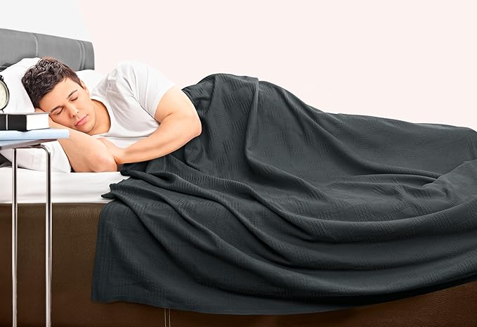 Utopia Bedding Smoke Gray 100% Cotton Blanket [King Size - 90x108 Inch] 350GSM Lightweight, Soft and Breathable Thermal Blanket for All Seasons
