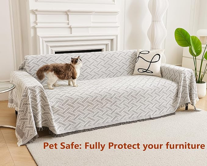 AIVIA Couch Cover Sheet Blanket, Oversized Couch Covers for 3-4 Cushion High Backed High Backrest Sofa, Extra Large Furniture Decoration Covers Sofa Slipcovers, L Shape U-Shaped Sectional Protector