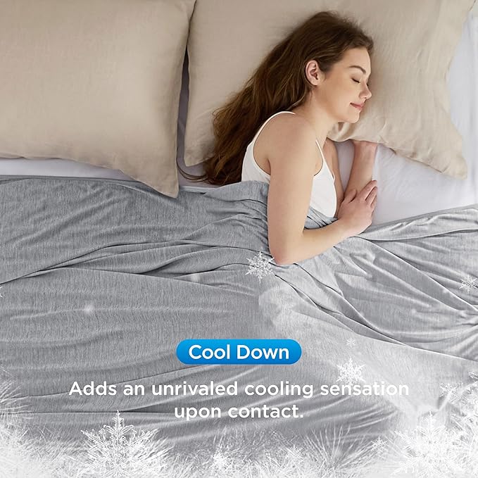 Bedsure Light Grey Cooling Blanket for Hot Sleepers - Summer Cold Throw Blanket for Bed, Arc-Chill Lightweight Summer Bedding, Cool Thin Ice Cold Cooled Throws with Rayon Derived from Bamboo, 50x70