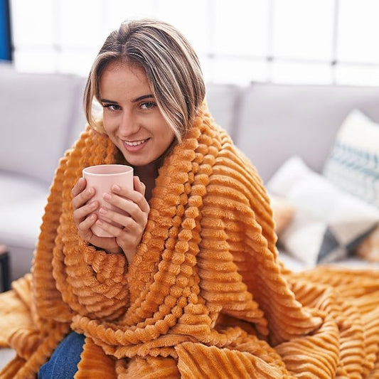 Bedsure Twin Blanket for Couch - GentleSoft Cozy Soft Blankets for Women, Cute Small Throws for Girls, Orange, 60x80 Inches