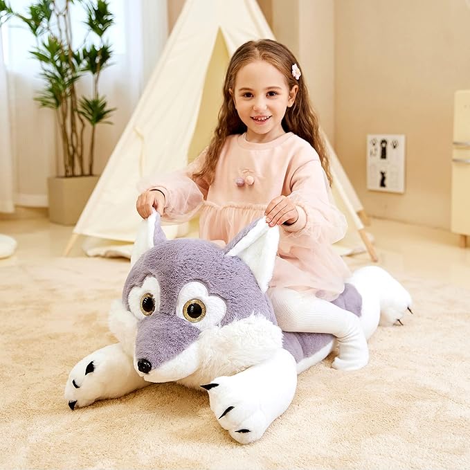 IKASA Giant Wolf Stuffed Animal Plush Toy, 30" Large Jumbo Plushie Toys for Kids Girls Boys
