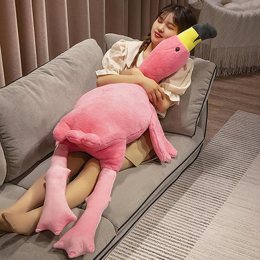 Giant Flamingo Stuffed Animal 70.87in Large Flamingo Plush Pillow Cute Soft Big Long Cuddly Plushie for Kids Adults Birthday Festival Gift Bed Home Decor Cushion Pink