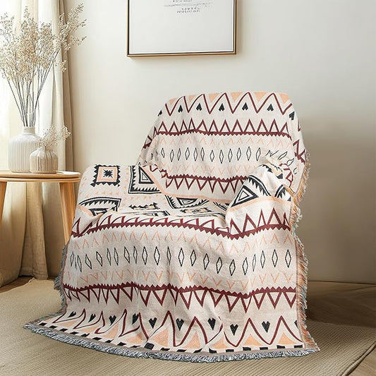 MACEVIA Western Aztec Blanket, Rustic Southwest Navajo Throw Blanket for Bedroom Decor, Tribal Tapestry in Aztec Design (50"70")