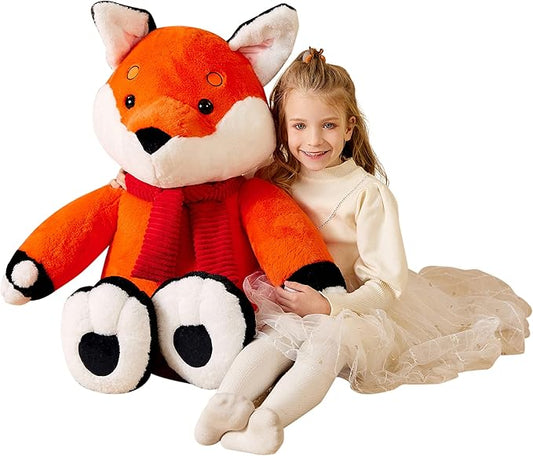 EARTHSOUND Giant Fox Stuffed Animal Plush Toy,30 inches Large Realistic Jumbo Big Soft Toys,Cute Huge Fluffy Plushy Oversized Plushie,Gifts for Kids