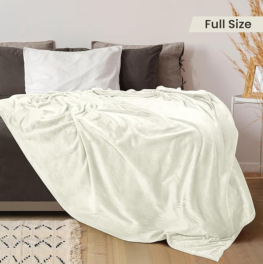 Utopia Bedding Fleece Blanket Full Size Ivory 300GSM Luxury Fuzzy Soft Anti-Static Microfiber Bed Blanket (90x84 Inch)