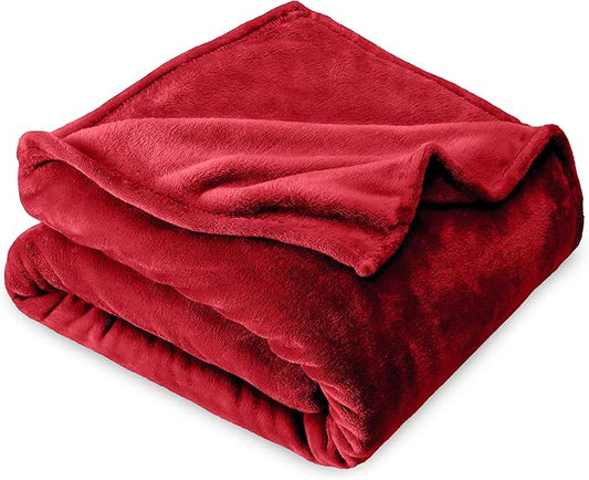 Bare Home Fleece Blanket - King - Red - Lightweight Throw for Bed, Sofa, Couch, Movie Night, Camping, and Travel - Microplush - Ultra Soft Warm Blanket (King, Red)