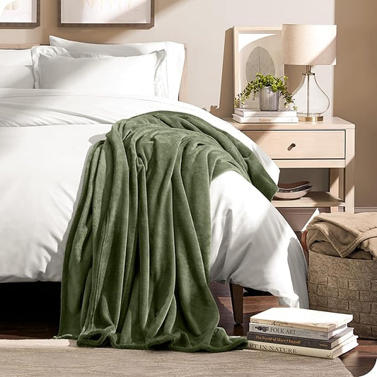Bare Home Fleece Microplush Blanket - Full/Queen - Lightweight Throw for Bed, Sofa, Couch, Movie Night, Camping, and Travel - Cabin Blanket (Full/Queen, Cypress)