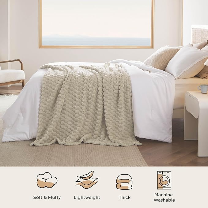 Bedsure Throw Blanket for Couch - Super Soft, Cozy Blankets for Women, Cute Small Fleece Gifts for Girls, Light Brown, 50x70 Inches
