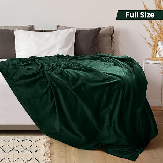 Utopia Bedding Fleece Blanket Full Size Forest Green 300GSM Luxury Fuzzy Soft Anti-Static Microfiber Bed Blanket (90x84 Inch)