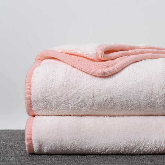 Longhui bedding Pink Acrylic Cable Knit Sherpa Throw Blanket - Thick, Soft, Big, Cozy Knitted Fleece Blankets for Couch, Sofa, Bed - 50" x 63"